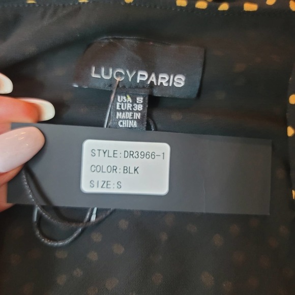 LUCY PARIS POLKA DOT WRAP RUFFLE MINI DRESS LONG SLEEVE WOMEN'S SIZE SMA… - Picture 11 of 12